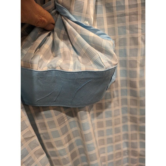 Bugatchi Mens‎ Shaped Fit Blue White Plaid Check Print Shirt Flip Cuff - Large - Picture 3 of 5